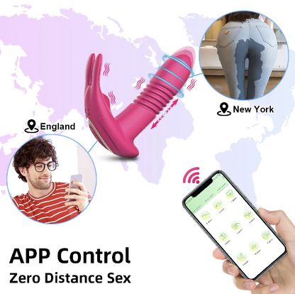 BLUETOOTH THRUSTING DILDO+CLITORIS STIMULATOR